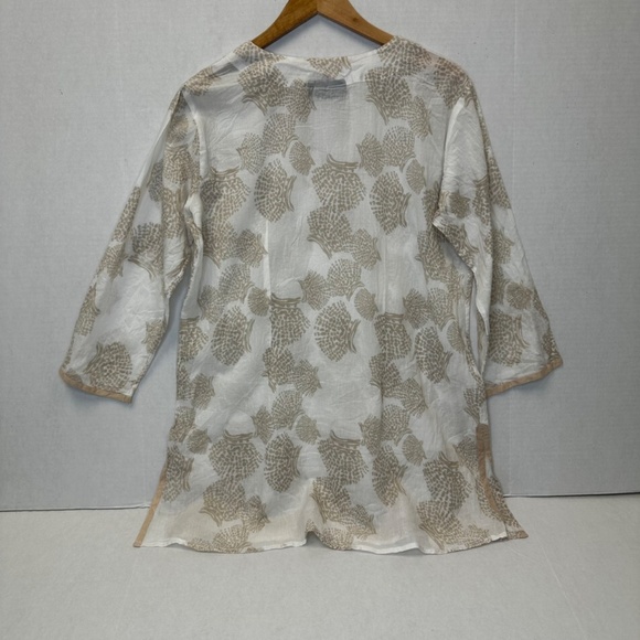 KikiSol 100% Cotton Tan Shell Tunic with Tan Trim size large - Picture 2 of 10